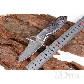 Small fat leg VG10 Damascus steel folding pocket hunting knife UD405220